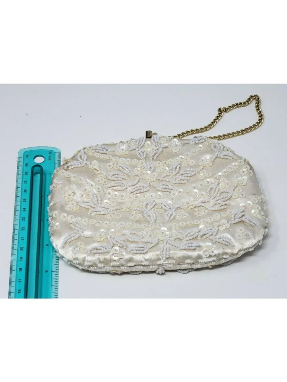 Vintage Richere Hand Bag By Walborg Beaded Clutch Purse Ivory Color
